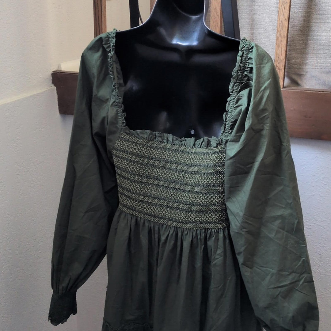 Hill House Home The Naomi Nap Dress in Leaf Green Cotton - XL