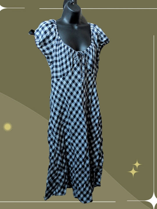 Gap × DÔEN 100% Linen Gingham Midi Dress size large