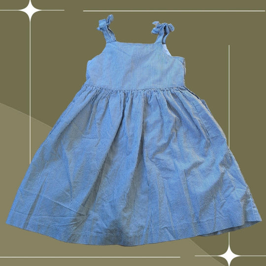 Edgehill Collection Navy Pinstripe Girls Cotton Dress - 6X