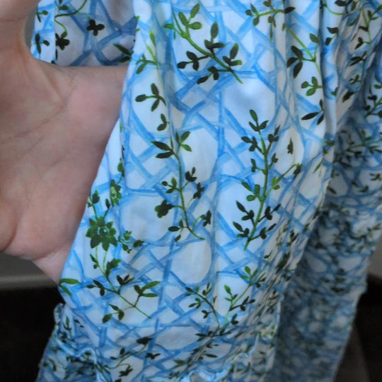 Hill House Home Ellie Blue Basket Weave Floral Nap Dress - Extra Small