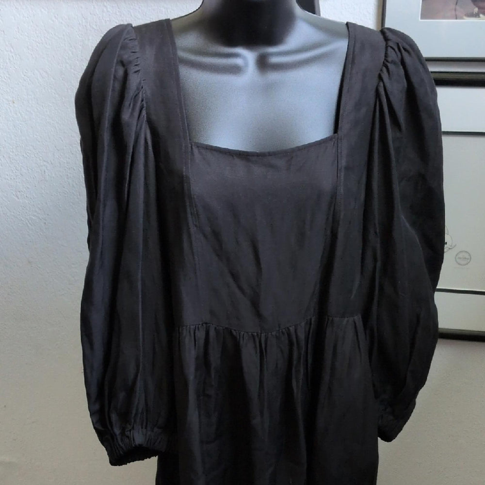 Ba&sh Puff Sleeve Square Neck Dress Black - US 2
