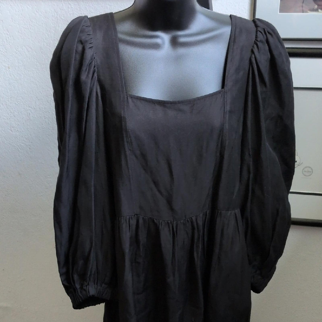 Ba&sh Puff Sleeve Square Neck Dress Black - US 2
