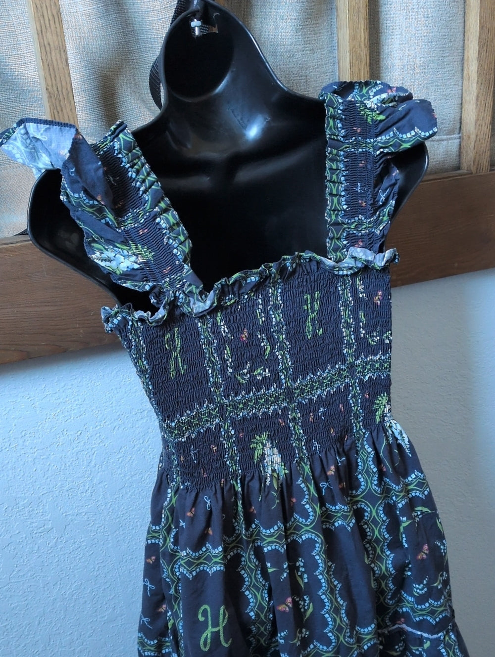 Hill House Home Midi Ellie Nap Dress Trailing Fern / Navy Multi pattern - Small