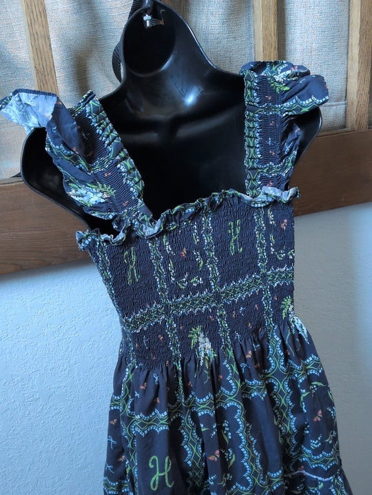 Hill House Home Midi Ellie Nap Dress Trailing Fern / Navy Multi pattern - Small