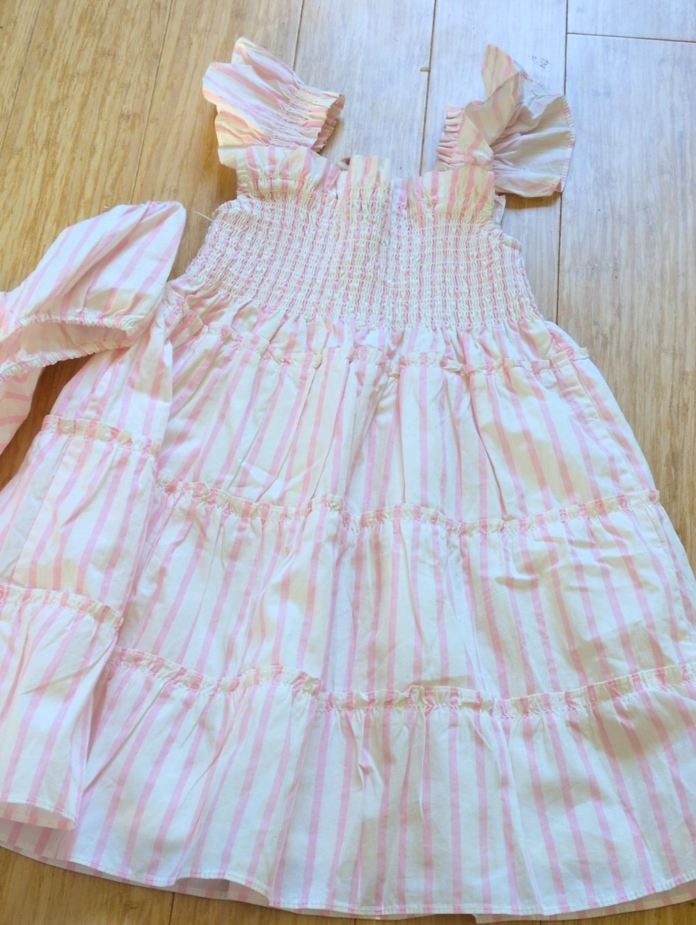 Quince Girls Organic Cotton Poplin Pink Candy Stripe Dress Size 3T