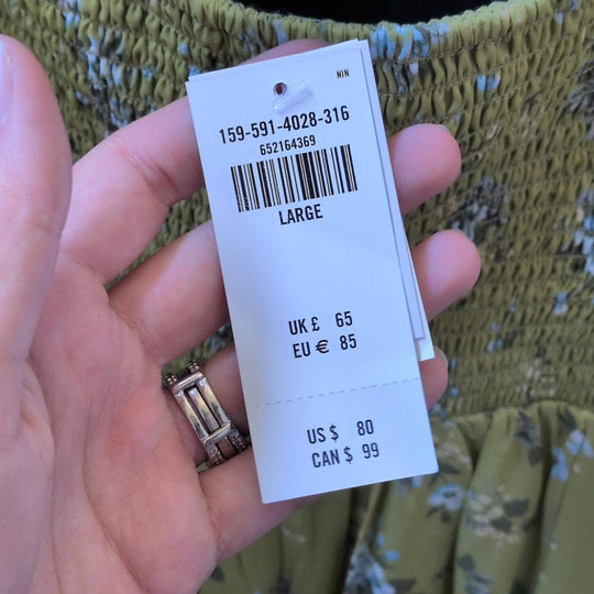 Abercrombie And Fitch Green Floral Button Down Midi Dress - Large