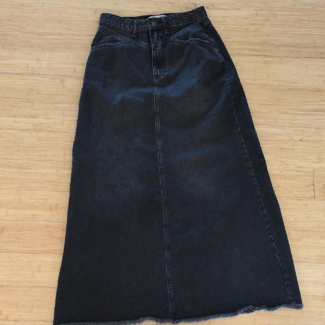 We The Free Come As You Are Black Maxi Denim Skirt - 0