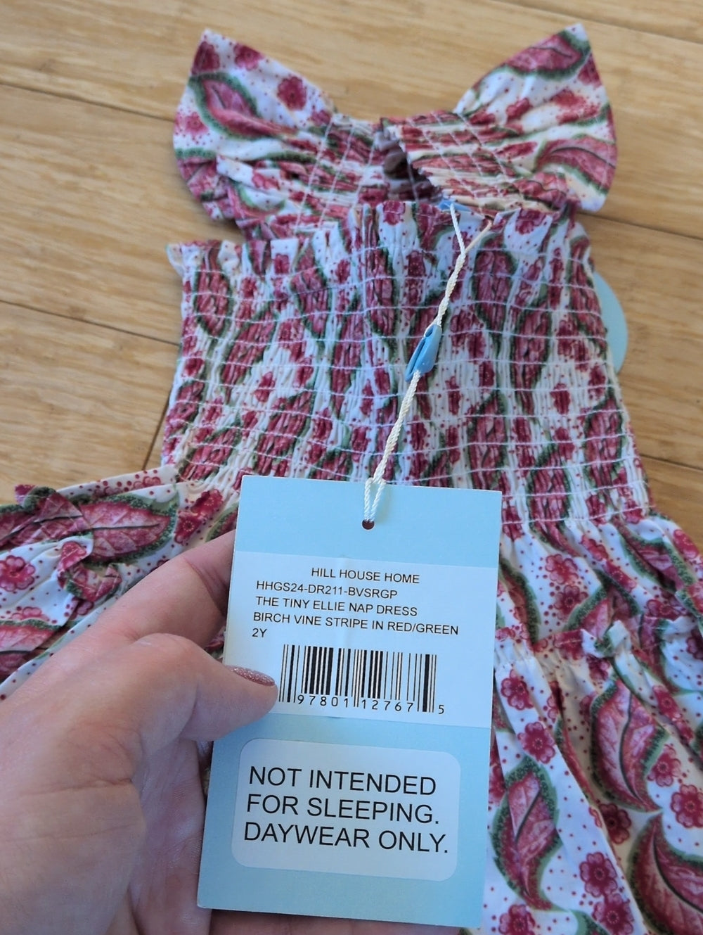 Hill House Tiny Ellie Nap Dress In Birch Vine Red Green Stripe - 2Y