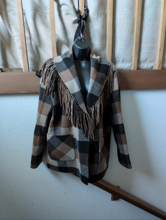 Pendleton Women's Plaid Jolene Wool Fringed Jacket size L