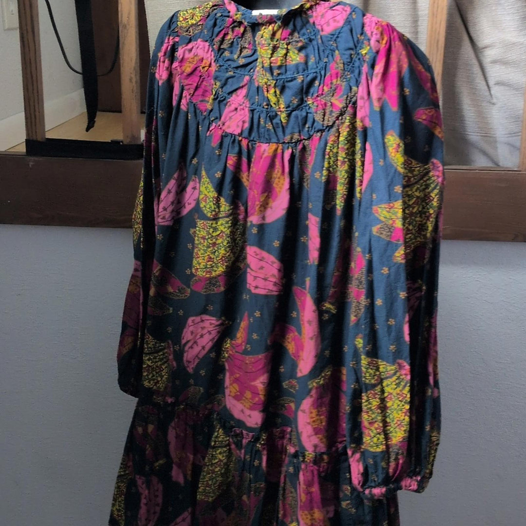 Farm Rio Patchwork Bananas Mini Babydoll Style Dress  - XS