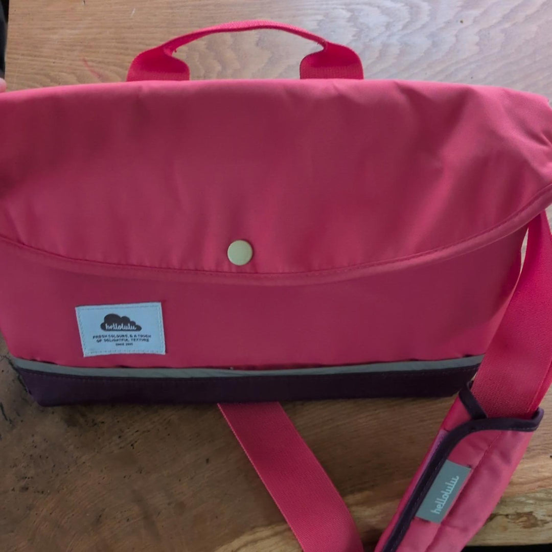 Hellolulu Nylon iPad All Day Messenger Bag In Pink / Purple