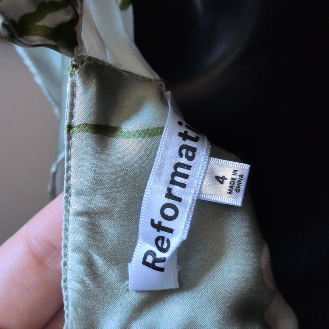 Reformation Sianna Silk Dress In tarragon - US 4