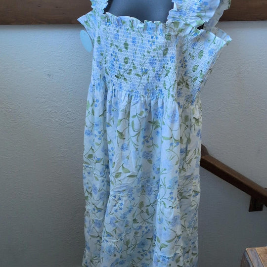 Hill House Ellie Nap Dress And Blue Green Peony Bouquet - XXL