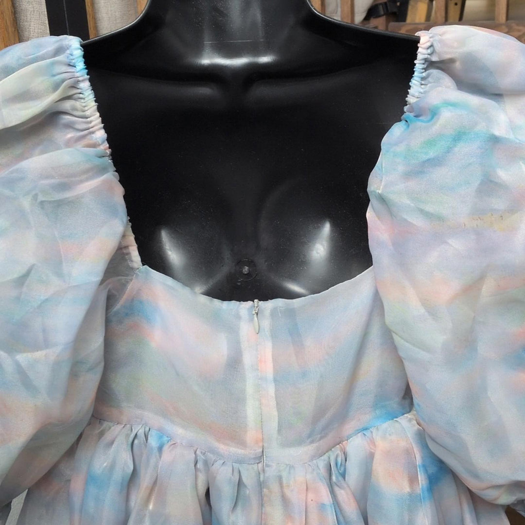 Selkie Renoir Sky French Puff Midi Dress - Small