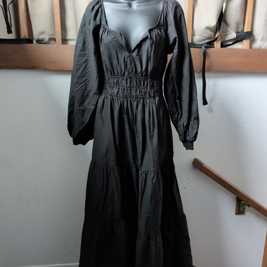 Anthroplogie somerset Tiered Black Maxi Dress  - XS