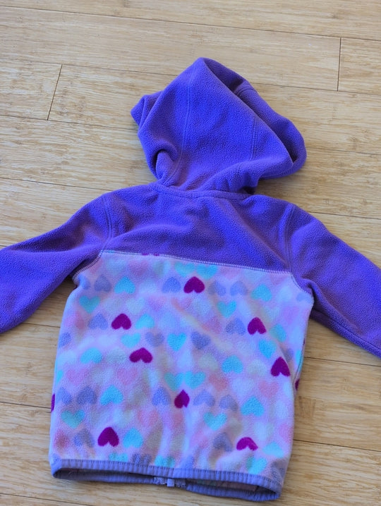 Land's End Fleece Hearts Zip Up Sweater Jacket - 2T