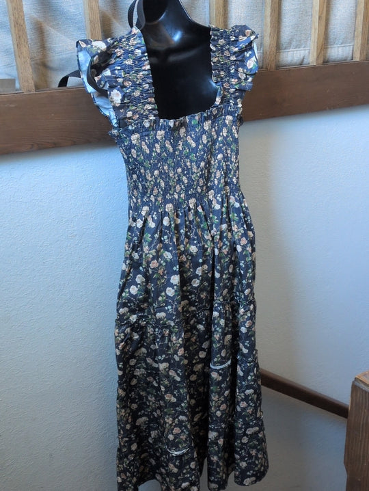 Hill House Ellie Navy Bluebonnet Floral Nap Dress - Large