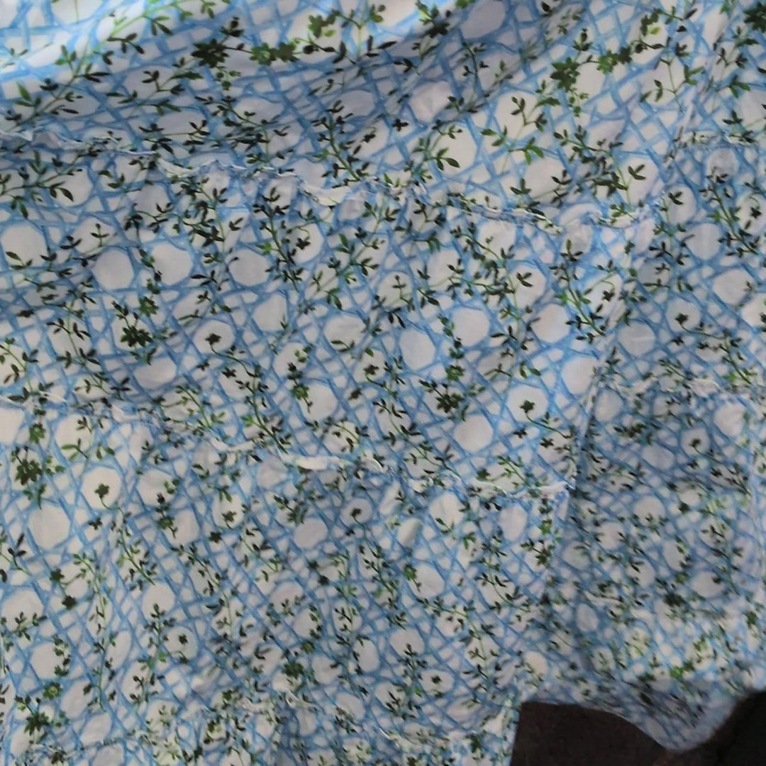 Hill House Home Ellie Blue Basket Weave Floral Nap Dress - Extra Small