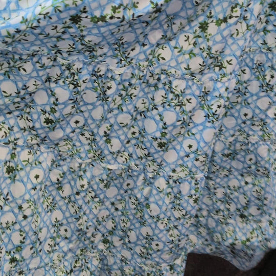 Hill House Home Ellie Blue Basket Weave Floral Nap Dress - Extra Small