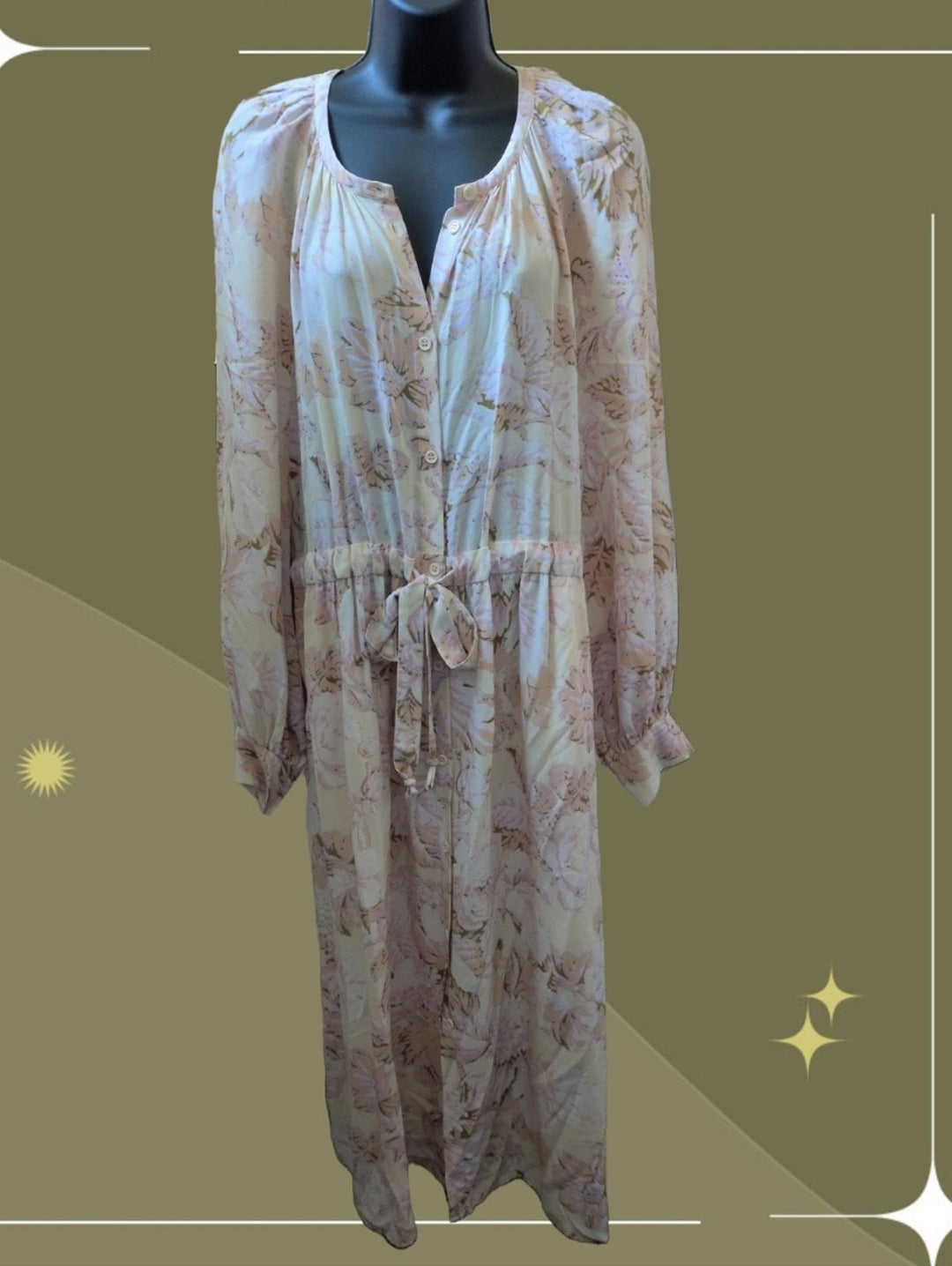 Stine Goya Lydia silk floral long-sleeve midi dress - Medium