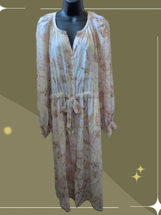 Stine Goya Lydia silk floral long-sleeve midi dress - Medium