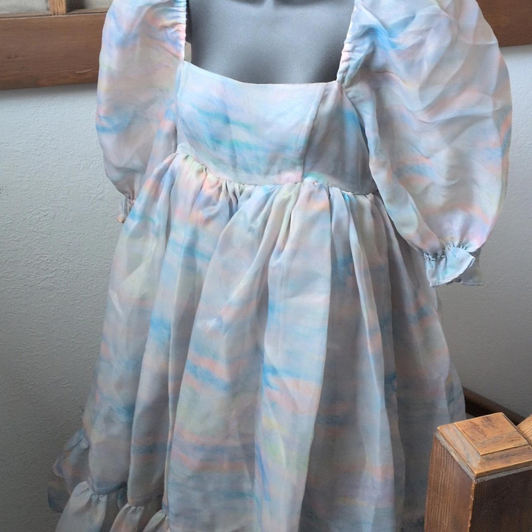 Selkie Renoir Sky French Puff Midi Dress - Small