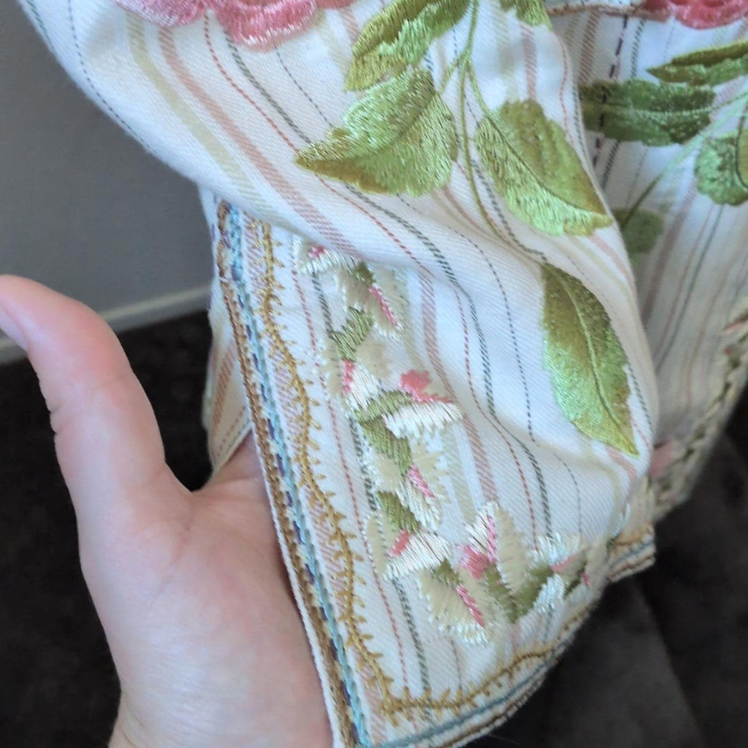 Biya Johnny Was Pink Embroidered Rose Coat - Small