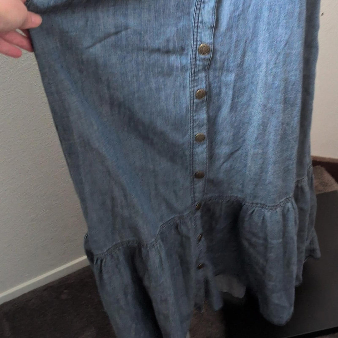 Free People Cutout Back Chambray Maxi Dress - Small