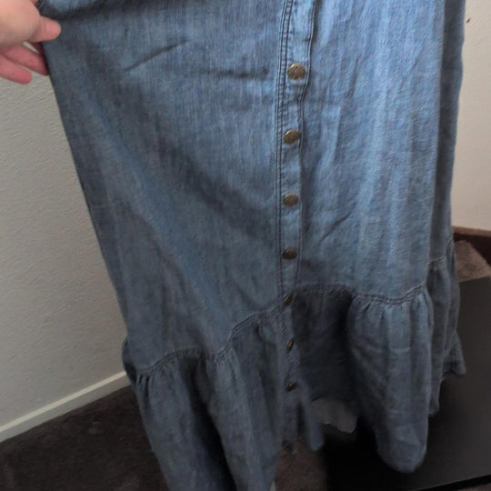 Free People Cutout Back Chambray Maxi Dress - Small
