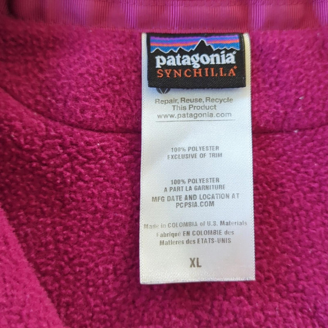 Deep Fuscia Patagonia Synchilla Zip Up - Girls XL