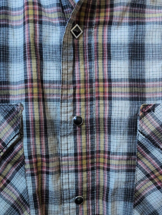 Vintage Wrangler Plaid Pearl Snap Button Down Shirt - Medium