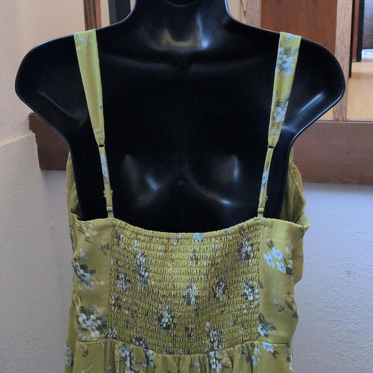Abercrombie And Fitch Green Floral Button Down Midi Dress - Large