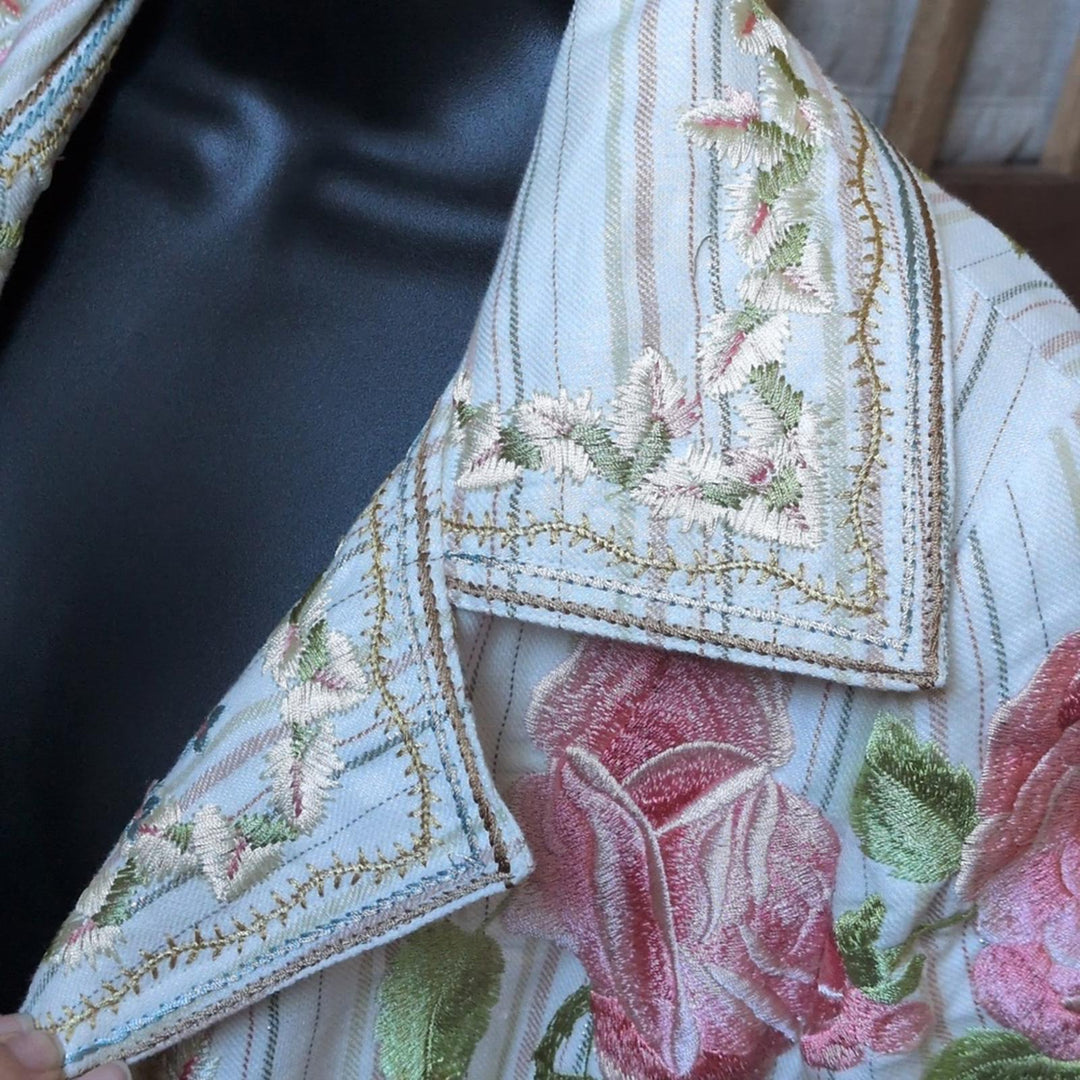 Biya Johnny Was Pink Embroidered Rose Coat - Small