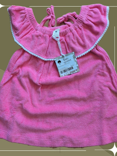 Kate Quinn Off Shoulder Ruffle Tunic Cover Up Size 18-24 Mo In Tropical Pink