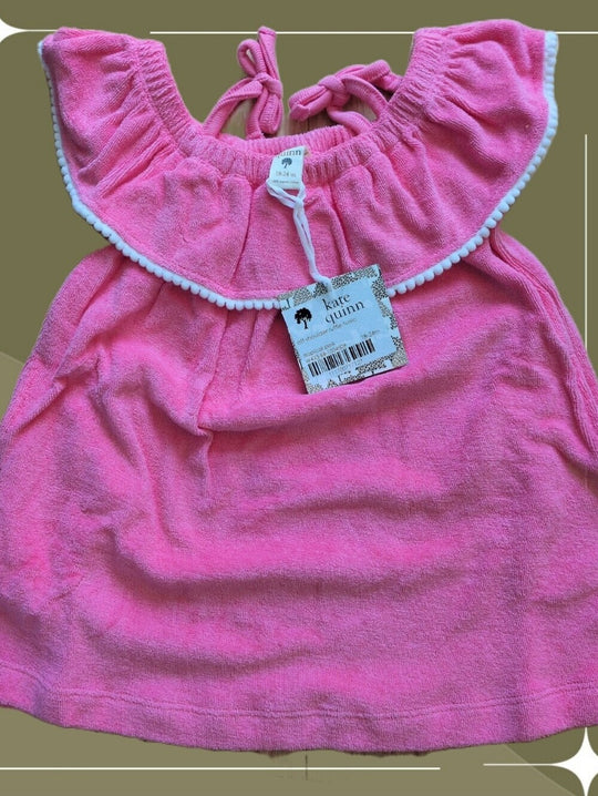 Kate Quinn Off Shoulder Ruffle Tunic Cover Up Size 18-24 Mo In Tropical Pink