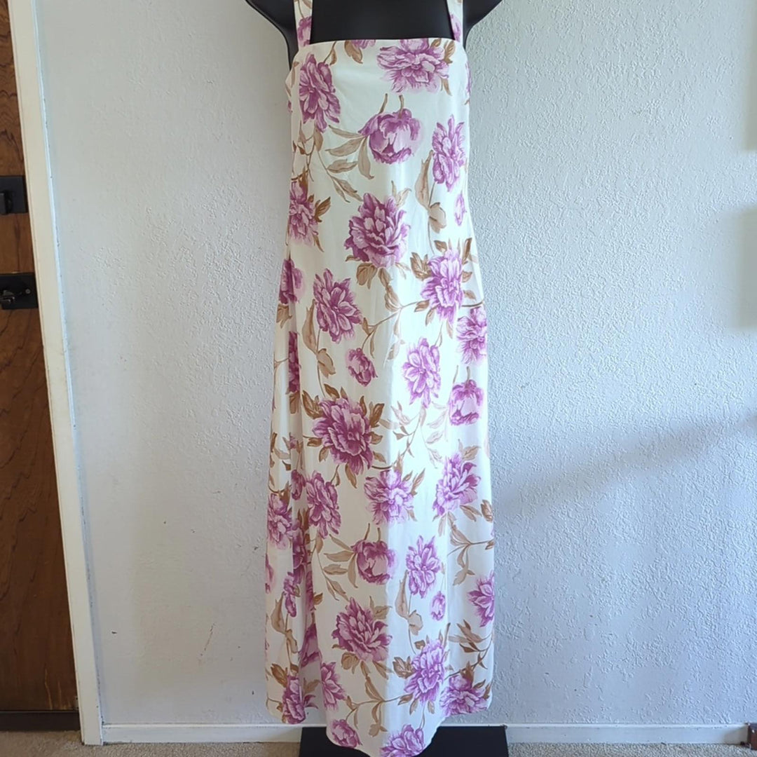Abercrombie purple floral tie back midi dress - Medium