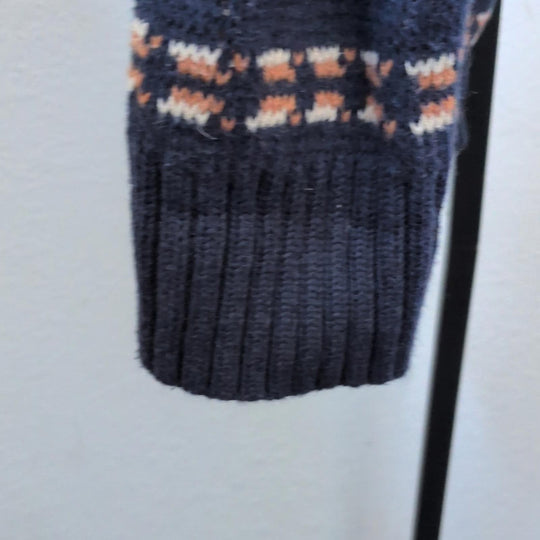 Pendleton Fringe Shawl Geometric Navy Cardigan - Large