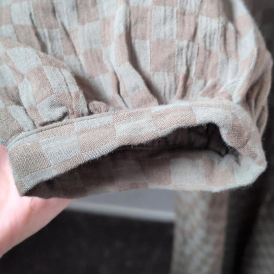 Neuflora Checkered Tie Gingham Dress In Sage Green - XS