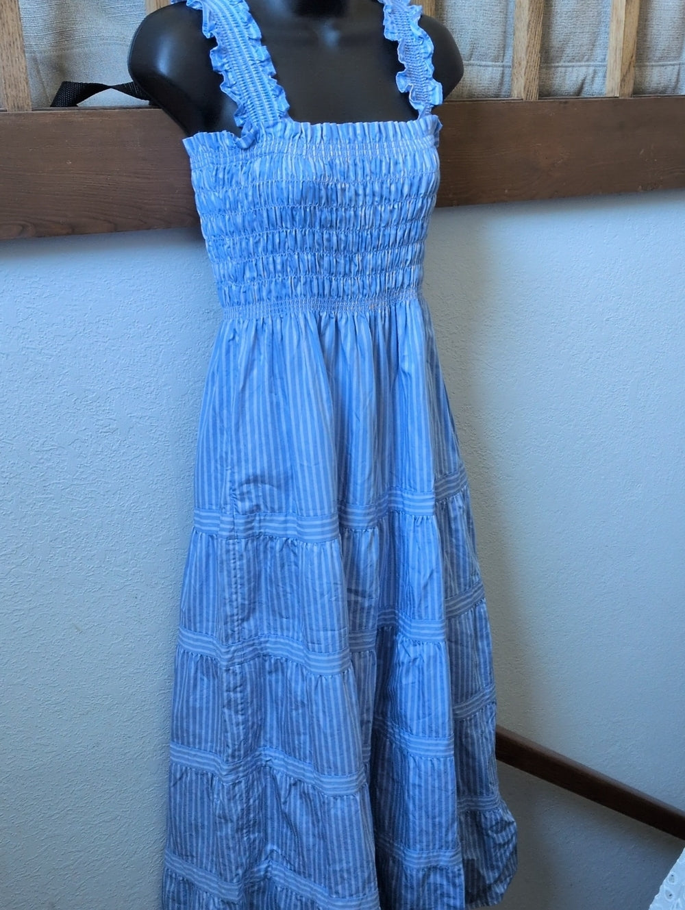 The Kimmy Maxi Nap Dress in Blue Stripe by Hill House Home size m