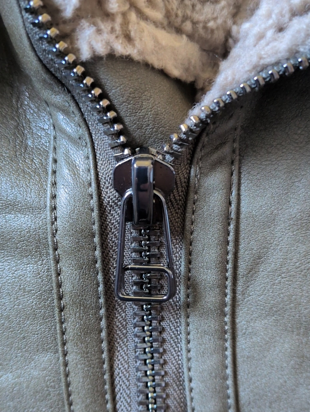 'Madden'  olive Vegan Shearling Aviator Jacket from House of CB - Large