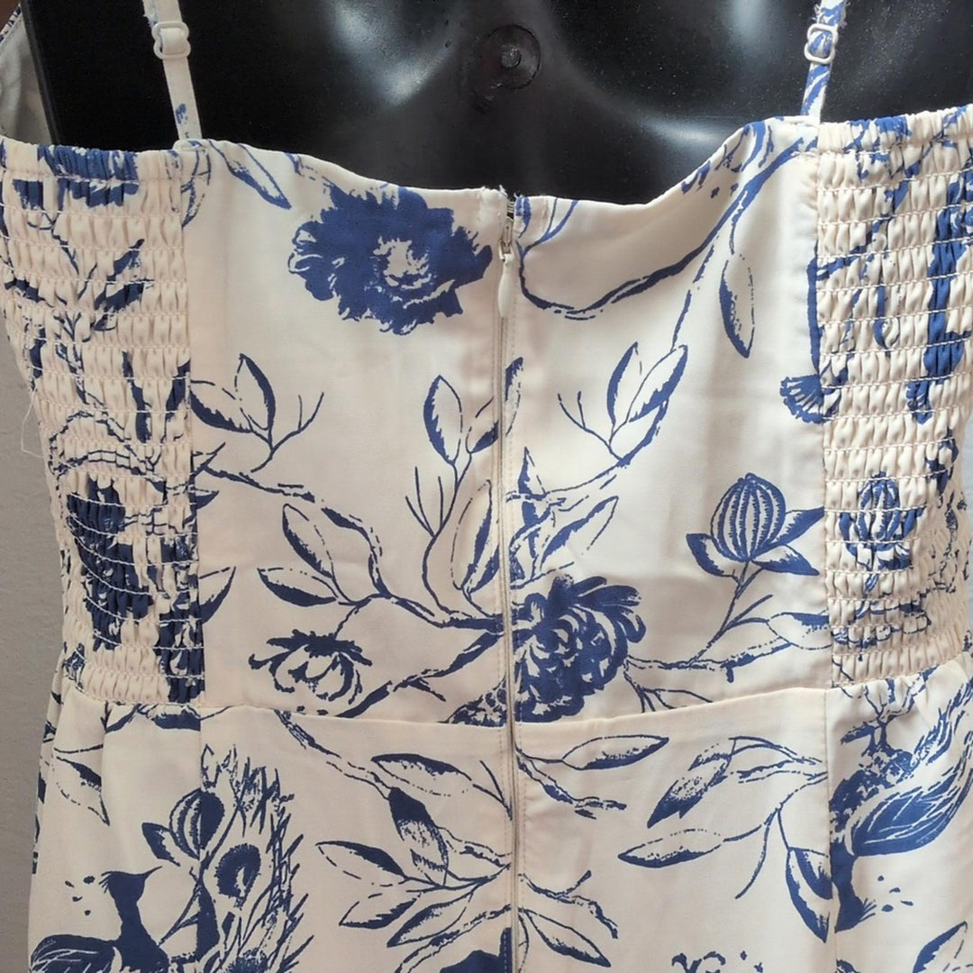 Abercrombie Tiered Ruffle Drama Maxi Dress In Blue Peacock Floral - Medium
