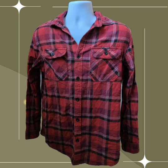 Men's Red And Burgundy Burton Plaid Flannel Shirt