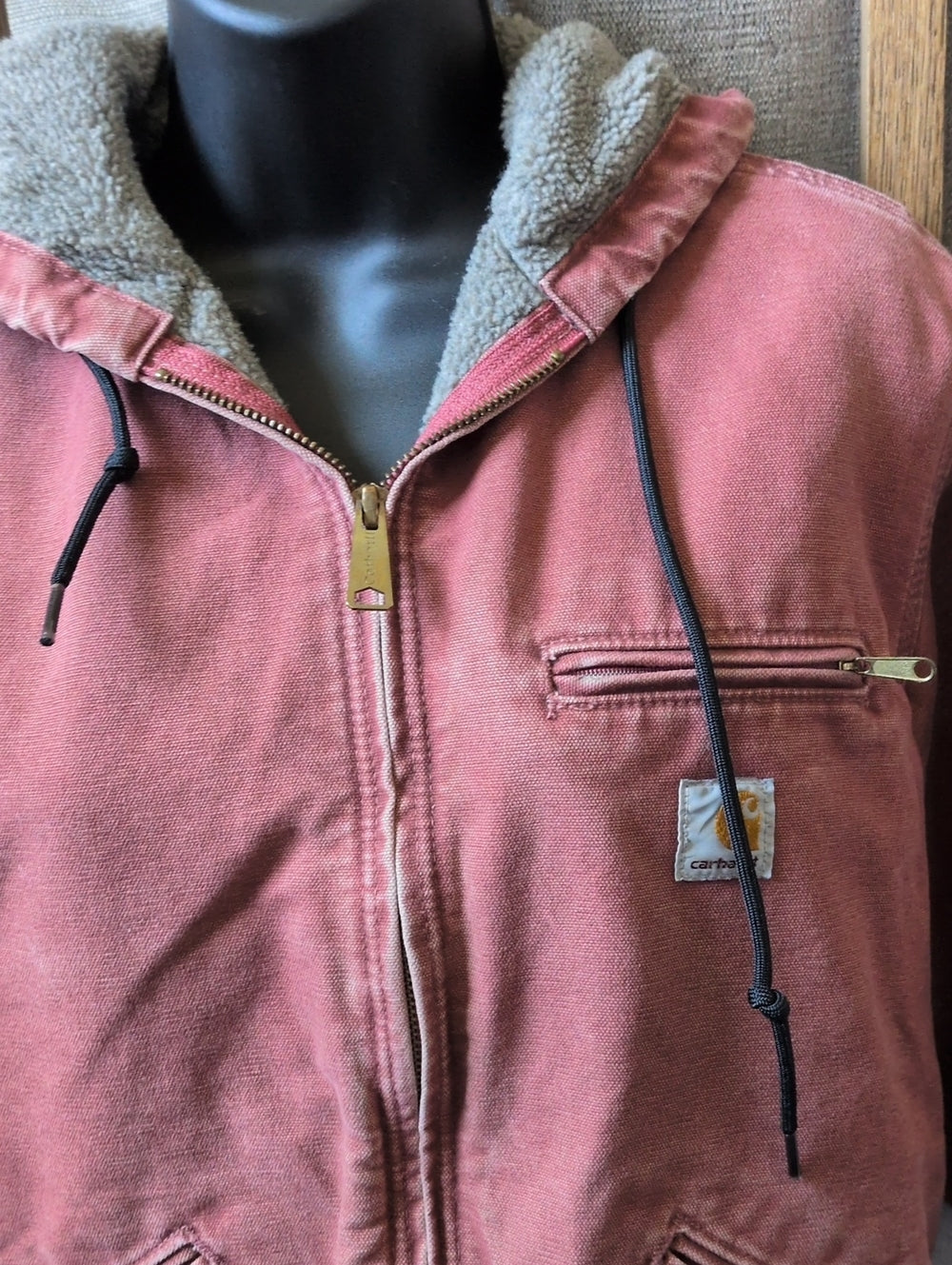 Vintage Carhartt Jacket Women's Medium Pink Rose WJ141 VRS Sherpa Lined  size s