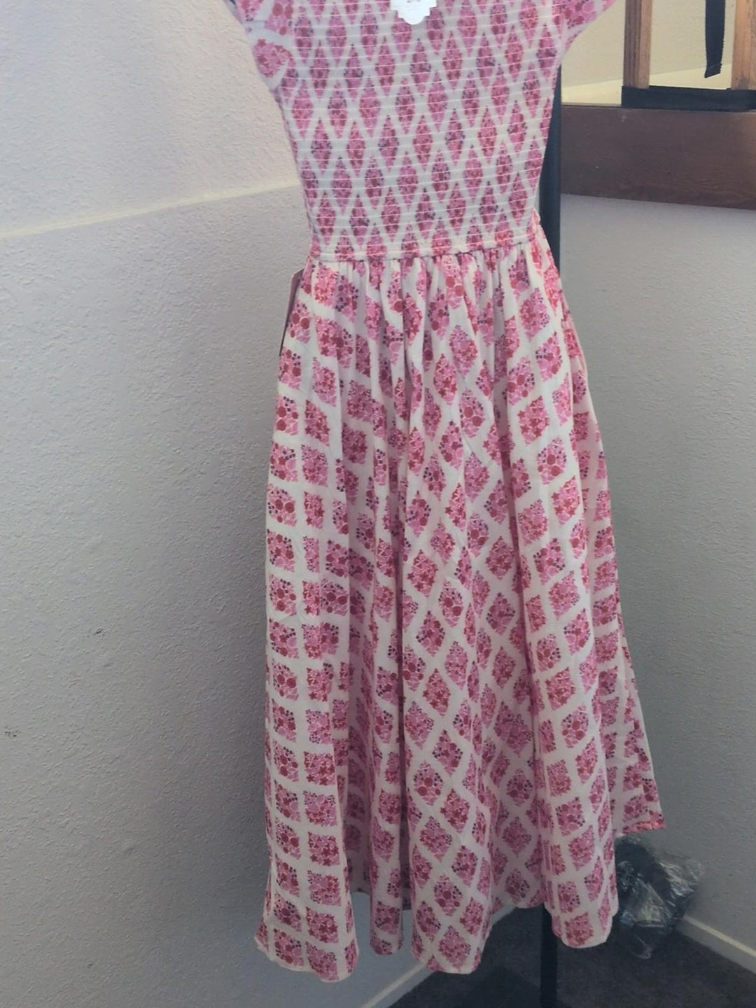 Ivy City Co Kylie Dress In Pink And Red Lattice Floral - XXS