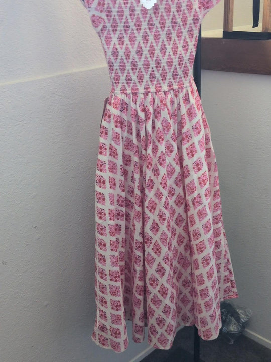 Ivy City Co Kylie Dress In Pink And Red Lattice Floral - XXS