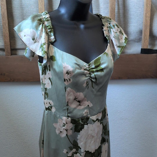 Reformation Sianna Silk Dress In tarragon - US 4