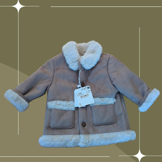 Mayoral Newborn Sherpa Jacket In Canela - 0-3 mo