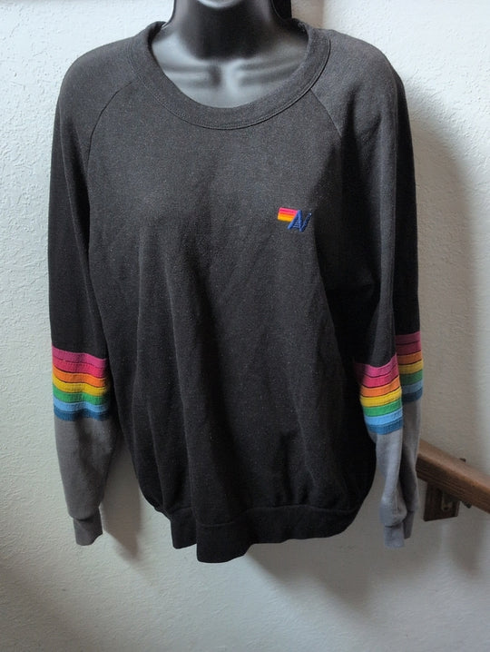Aviator Nation Rainbow Stitch Crew Sweatshirt - M
