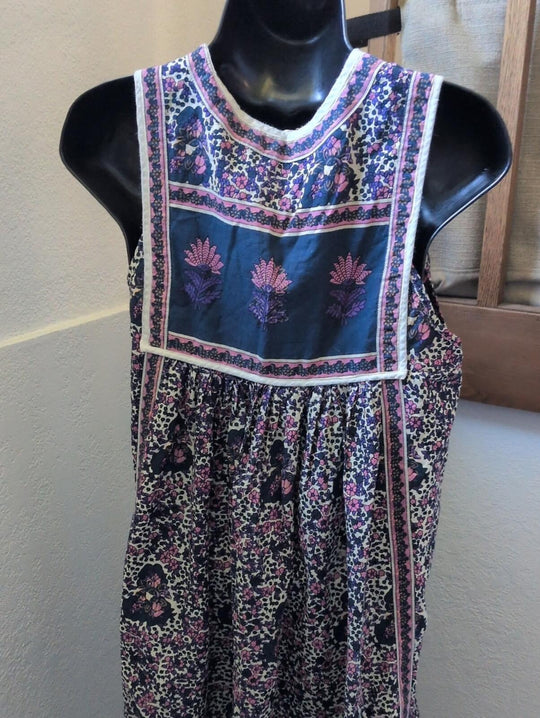 Fox In Gown Boho Block Print Floral Dress -  XS/S