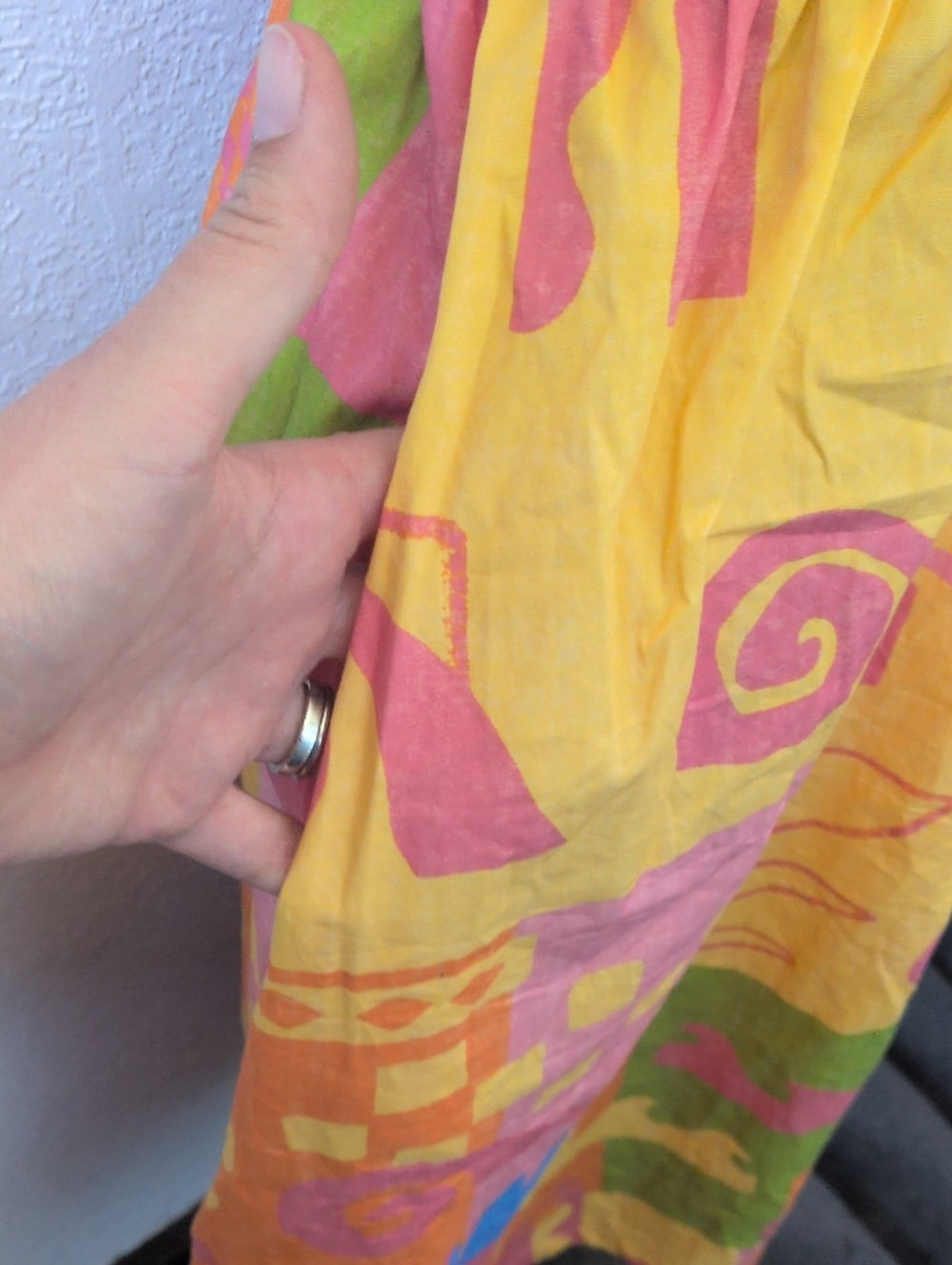 Paradisa Maldives Orange Multi Cotton Abstract Print Midi Dress size s